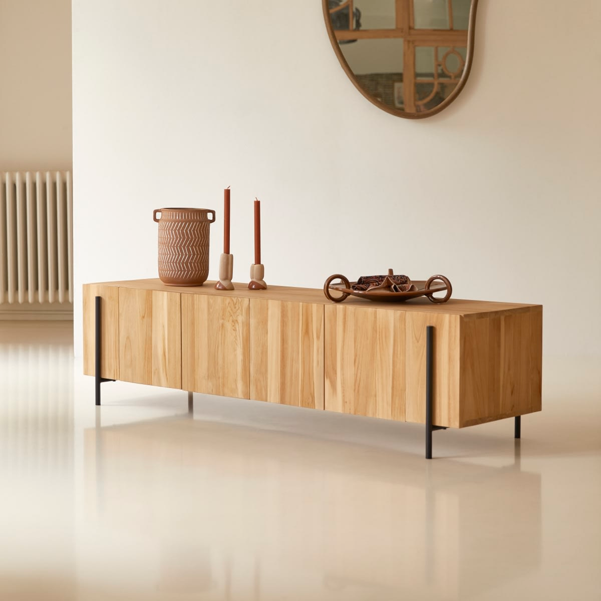 Meuble TV Japandi en teck massif 170 cm – Honorine
