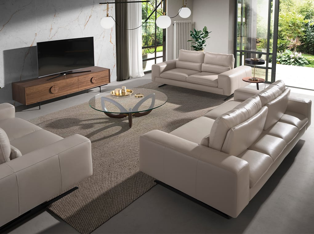 Meuble TV Japandi effet bois noyer et acier noir