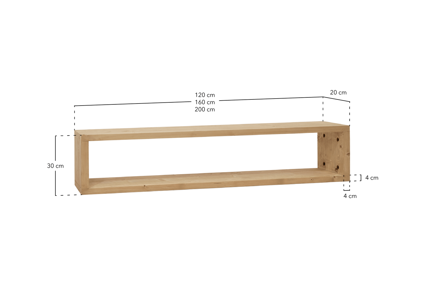 Meuble TV Japandi en bois de sapin marron 160x30cm – Denver