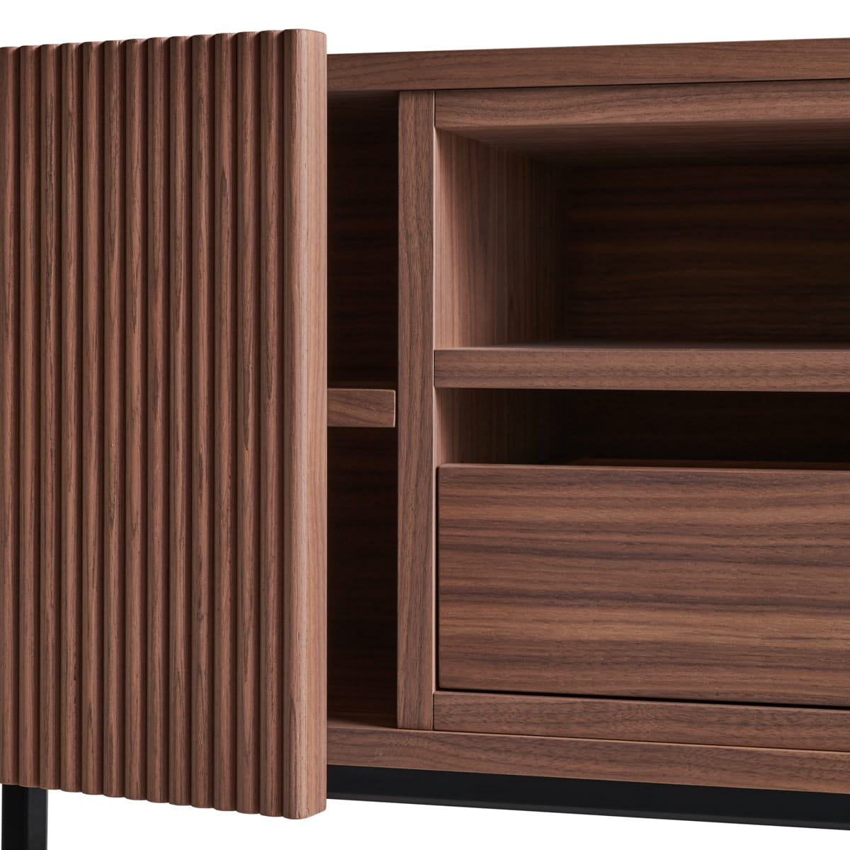 Meuble TV Japandi noyer 2 portes 1 tiroir – Cannes