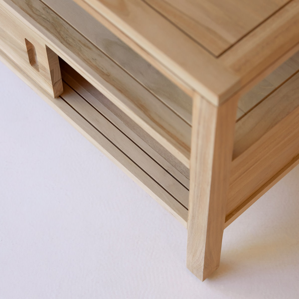 Meuble TV Japandi en teck massif 100 cm – Anton