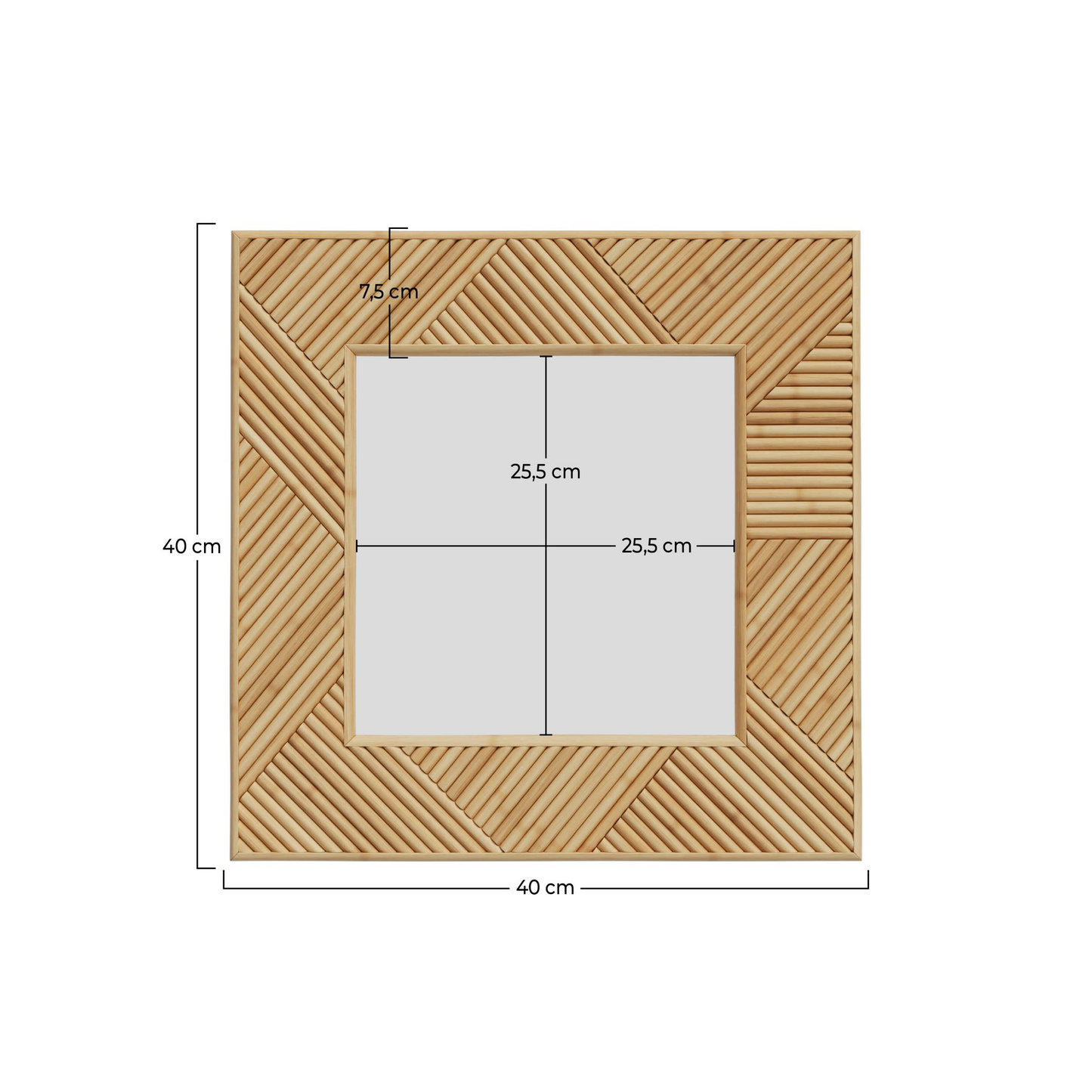 Miroir Carré Japandi en Rotin 40x40 cm – Lapta