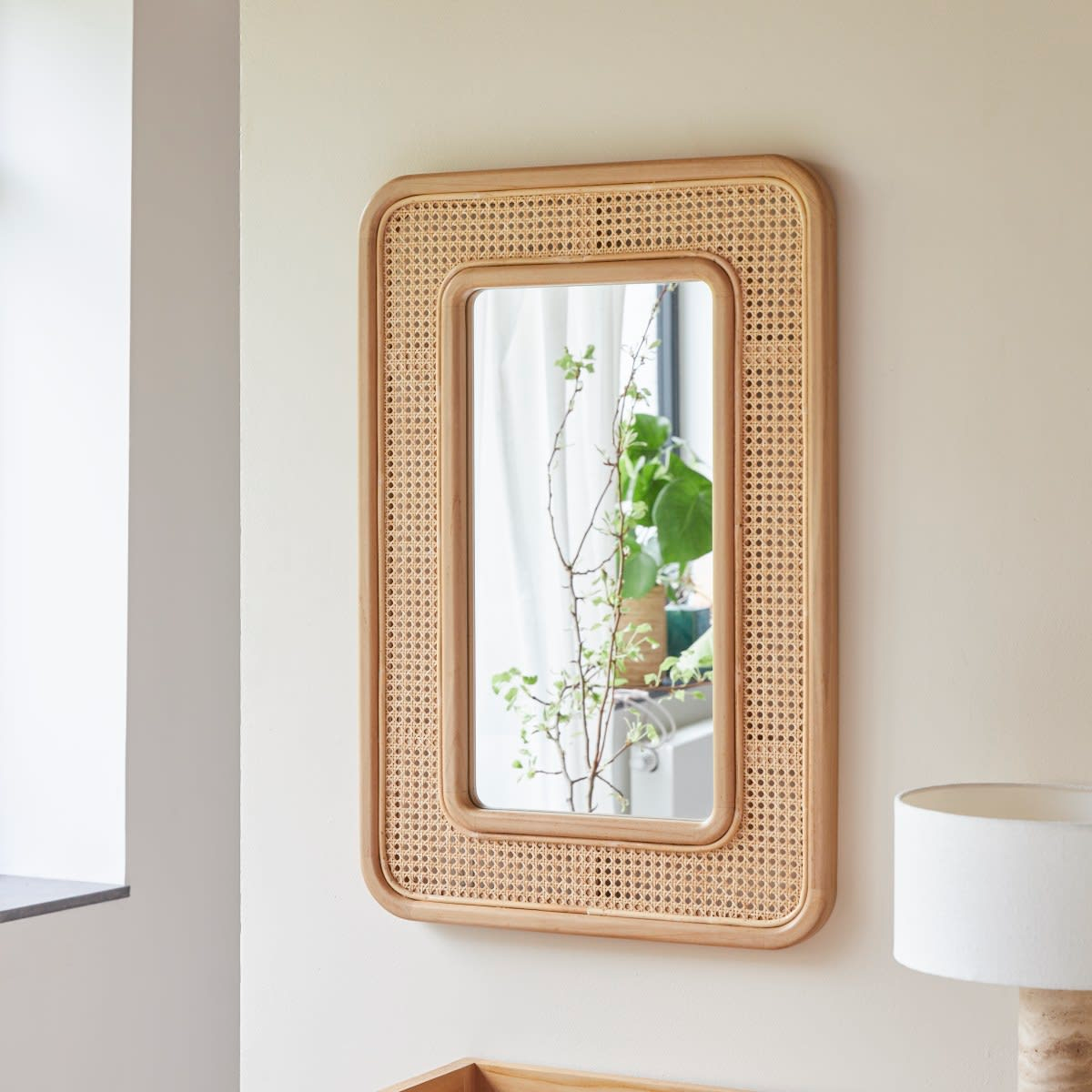Miroir en Teck Massif et Cannage Japandi – Côme