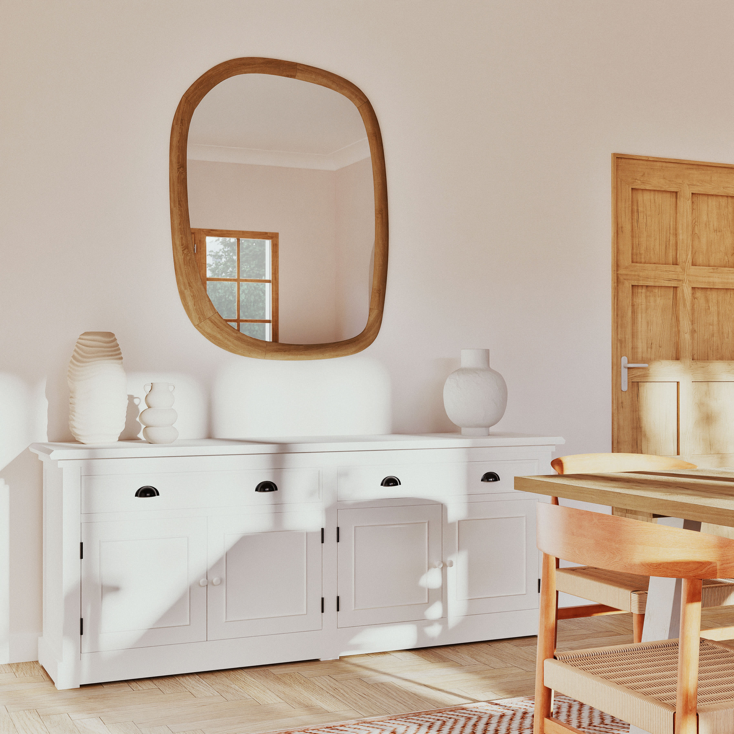 Miroir Japandi organique en bois de manguier 95x120 – FOHAD