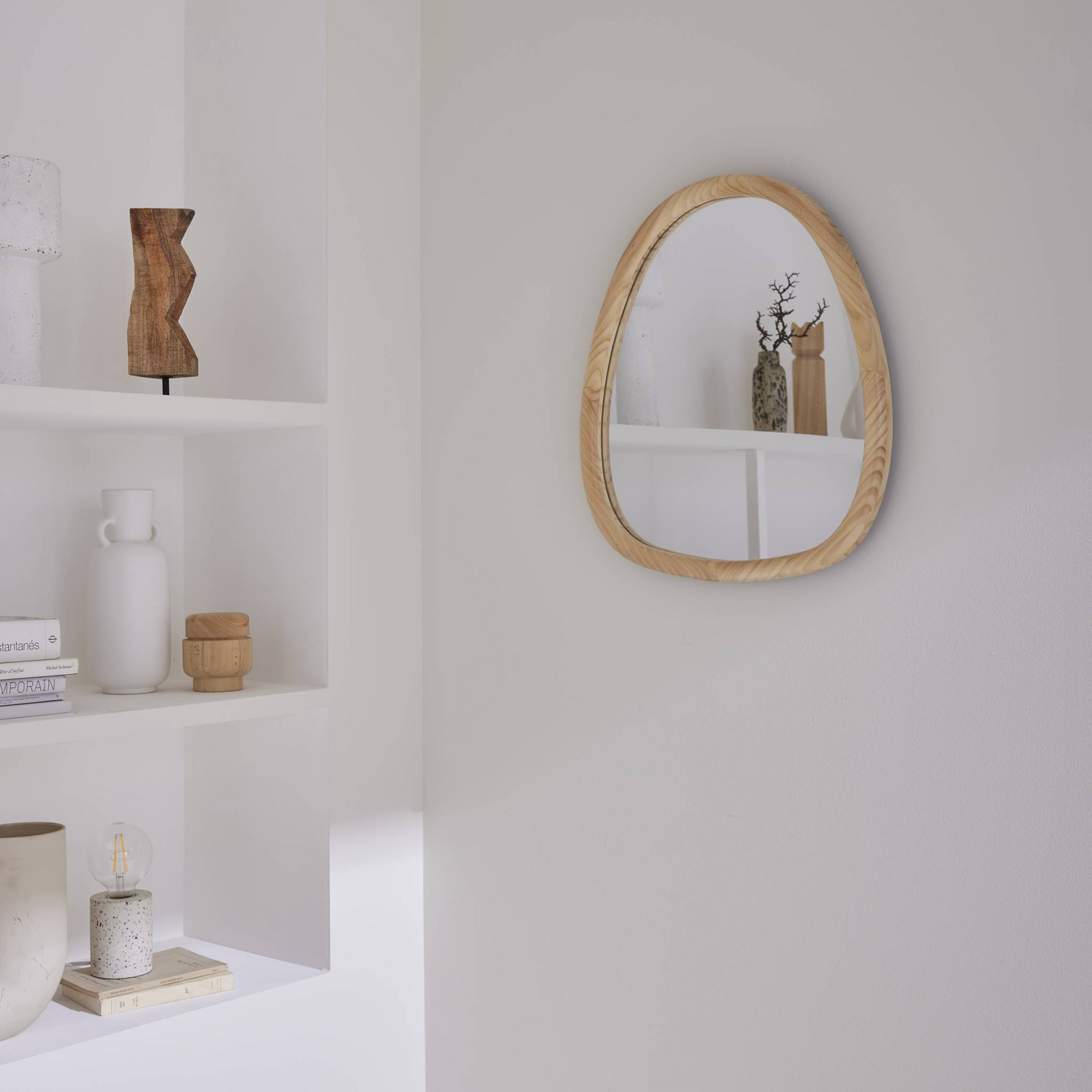 Miroir Organique Japandi en Sapin 55 cm - Charlie
