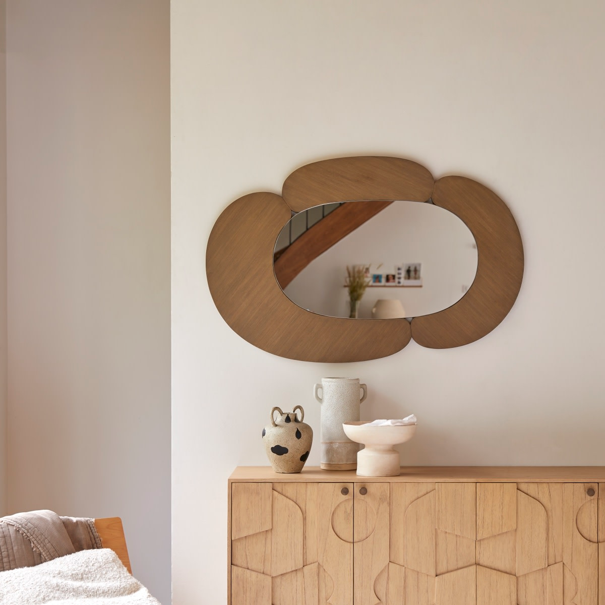 Miroir Ovale Japandi en Mindi Clair 115x75 cm – Eda