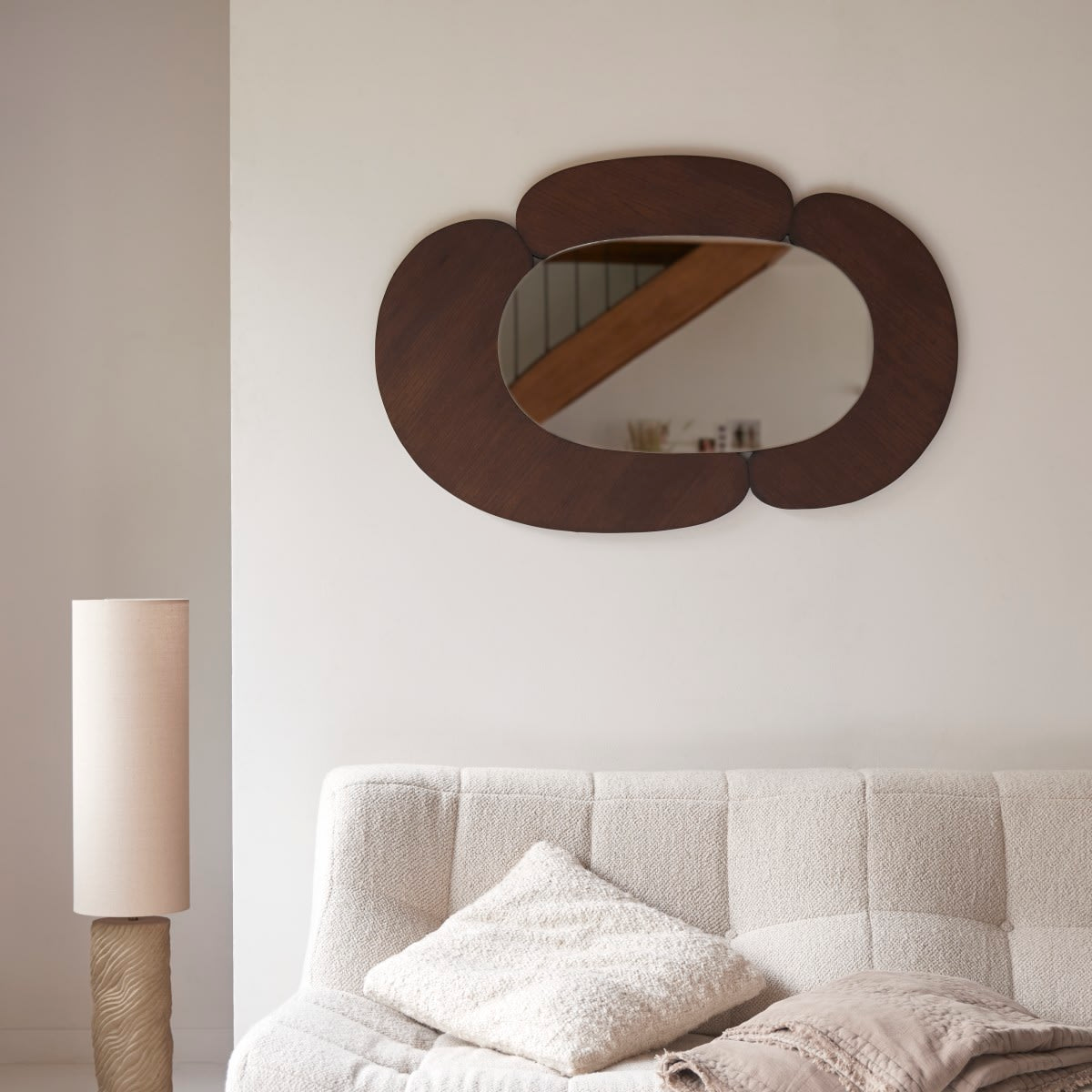 Miroir Ovale Japandi en Mindi Foncé 115x75 cm - Eda