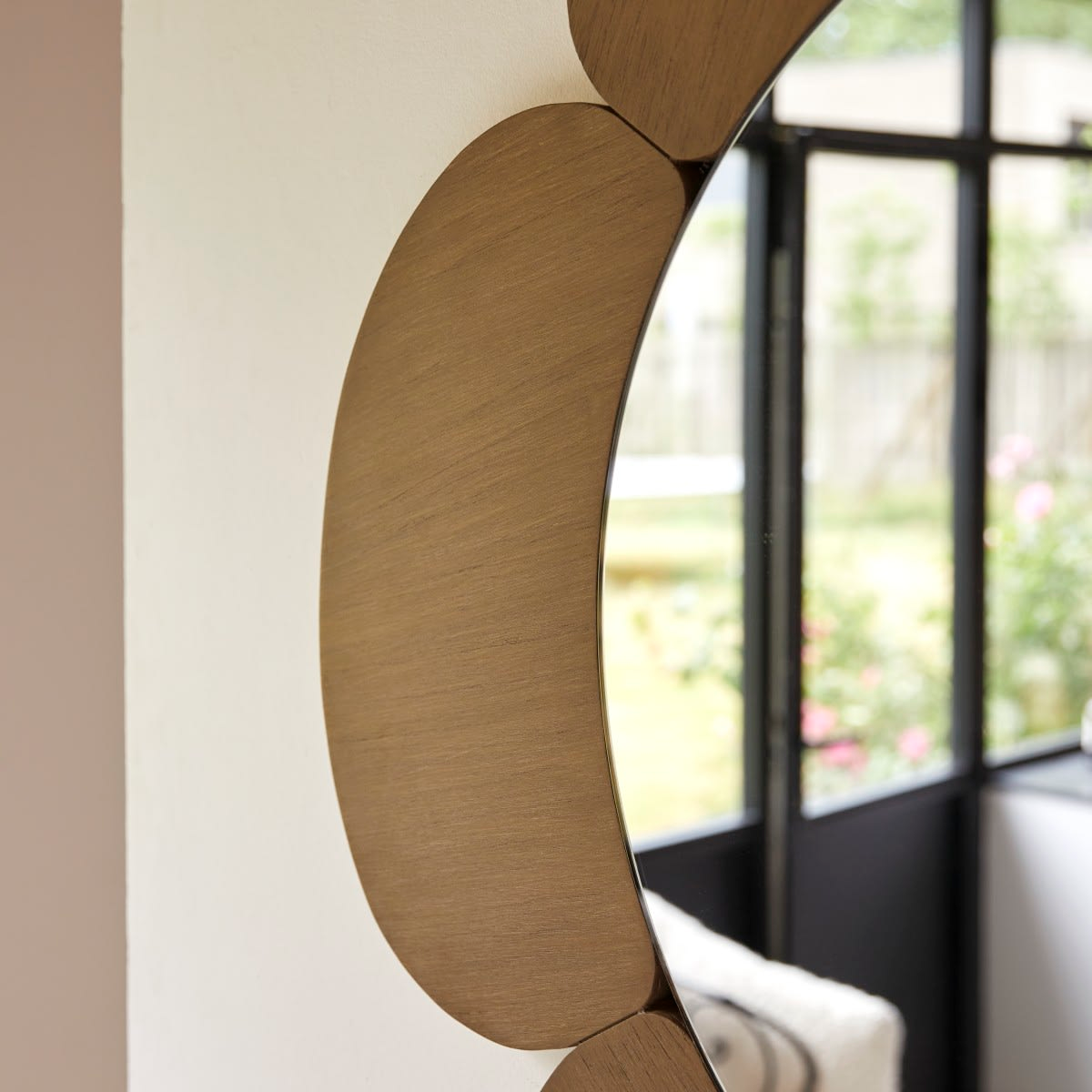 Miroir Rond Japandi en Mindi Clair 110x110 cm - Sara
