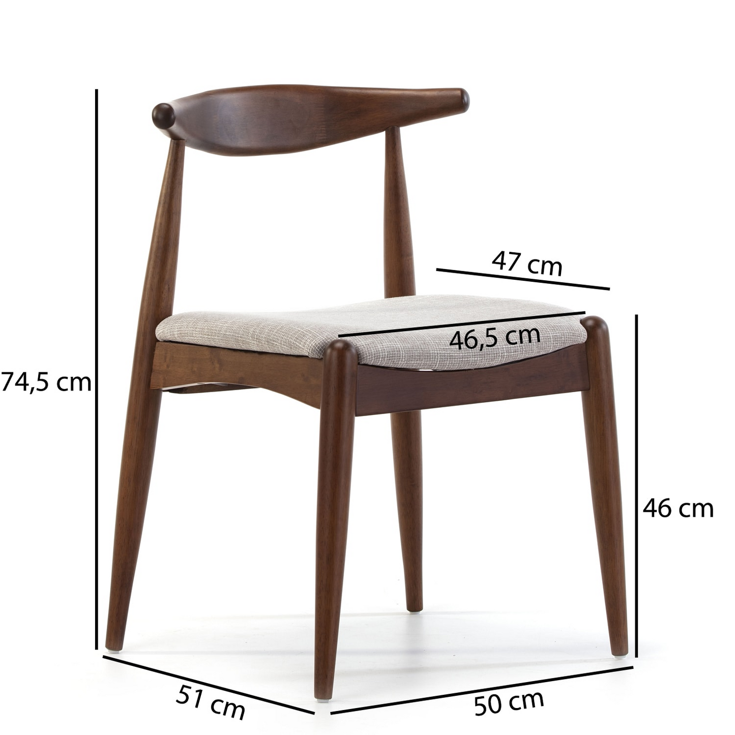 Chaises Japandi en bois massif couleur noyer x2 – CORZO