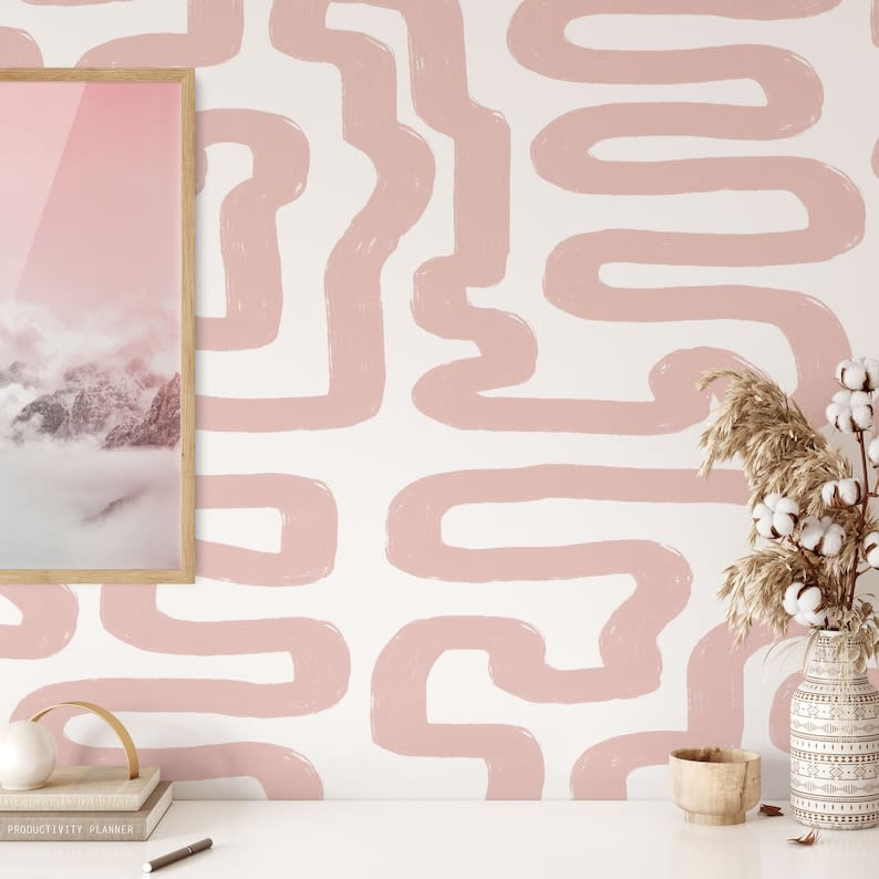 Papier Peint Japandi abstrait blanc et noisette 250x200 cm – Moderne