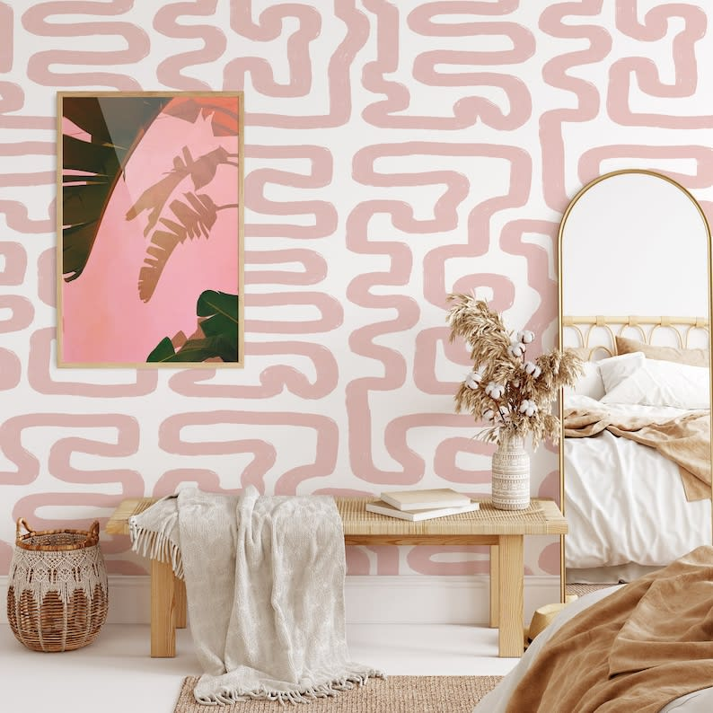Papier Peint Japandi abstrait blanc et noisette 250x200 cm – Moderne