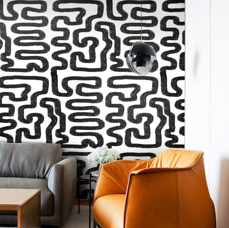 Papier Peint Japandi abstrait blanc et noisette 250x200 cm – Moderne
