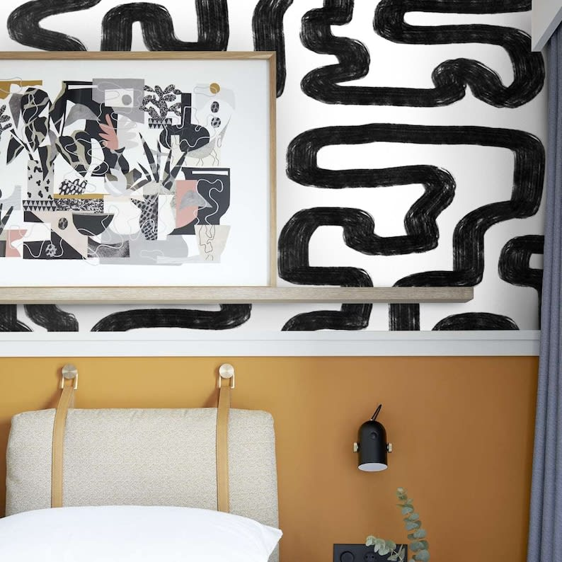 Papier Peint Japandi abstrait blanc et noisette 250x200 cm – Moderne