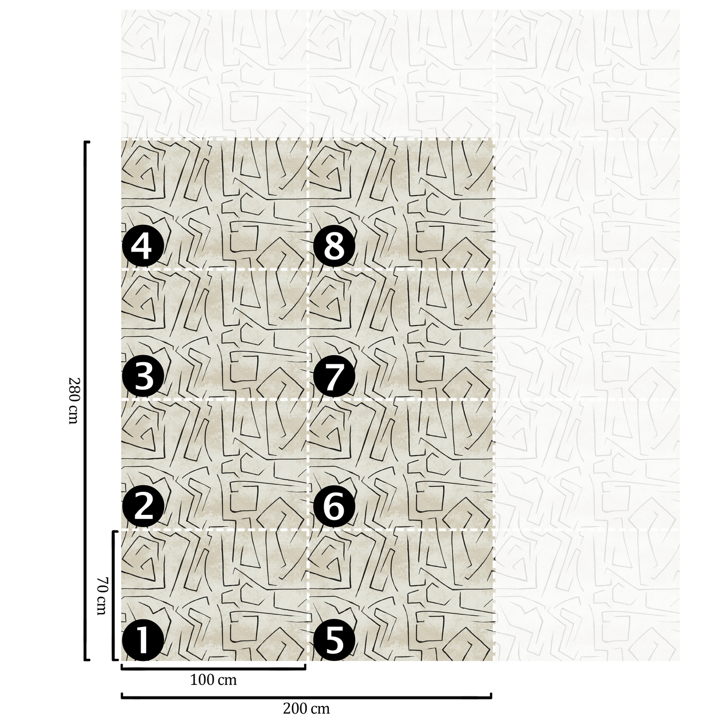 Papier Peint Japandi graffiti beige 200x280cm – Moderne