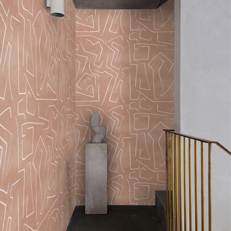 Papier Peint Japandi graffiti beige 200x280cm – Moderne