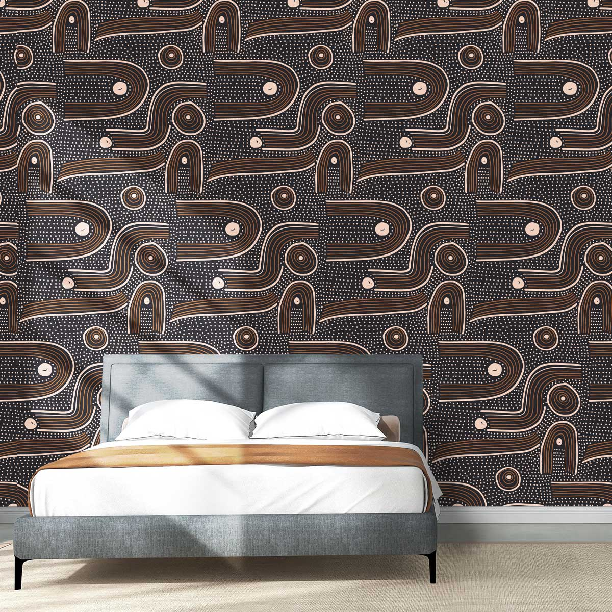 Papier Peint Graphique Japandi 156x270 cm – Cotangente