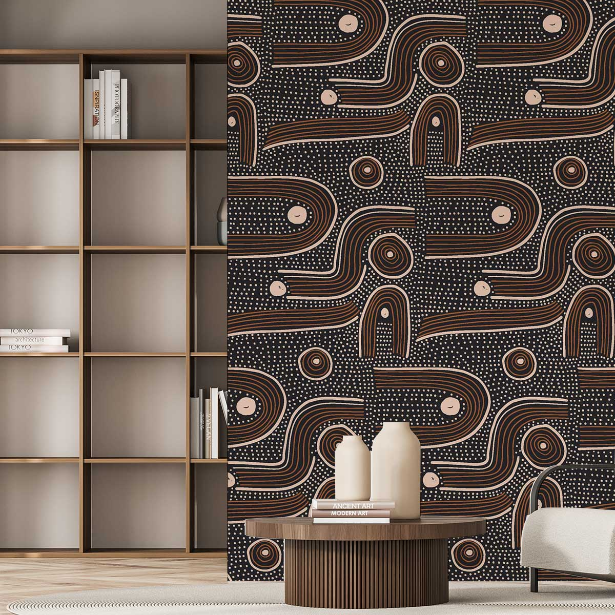 Papier Peint Graphique Japandi 156x270 cm – Cotangente
