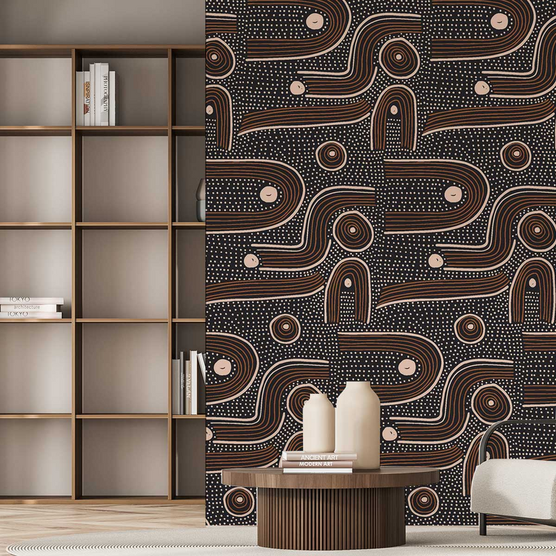 Papier Peint Graphique Japandi 156x270 cm – Cotangente
