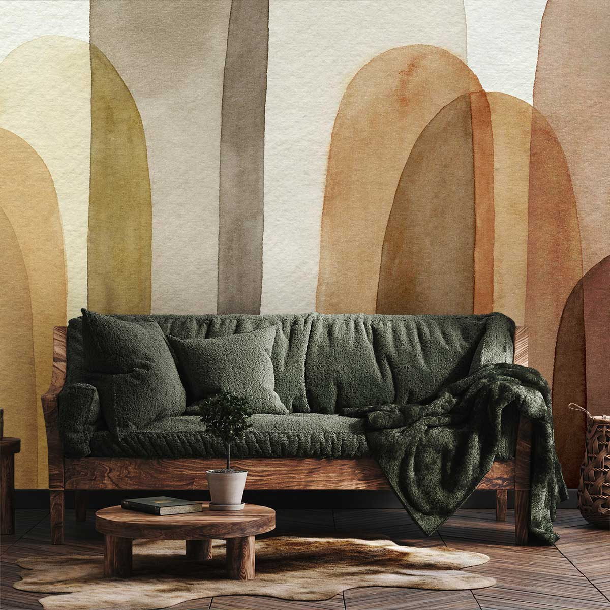 Papier Peint Japandi graphique arches terracotta 260x270 cm – Nom du Produit