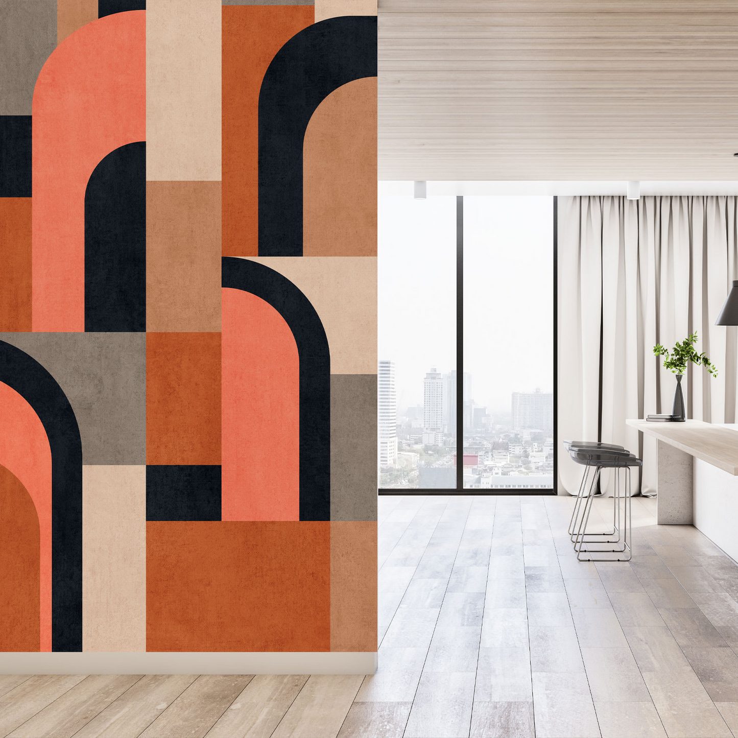 Papier Peint Japandi Graphique Block Color 159x280 cm