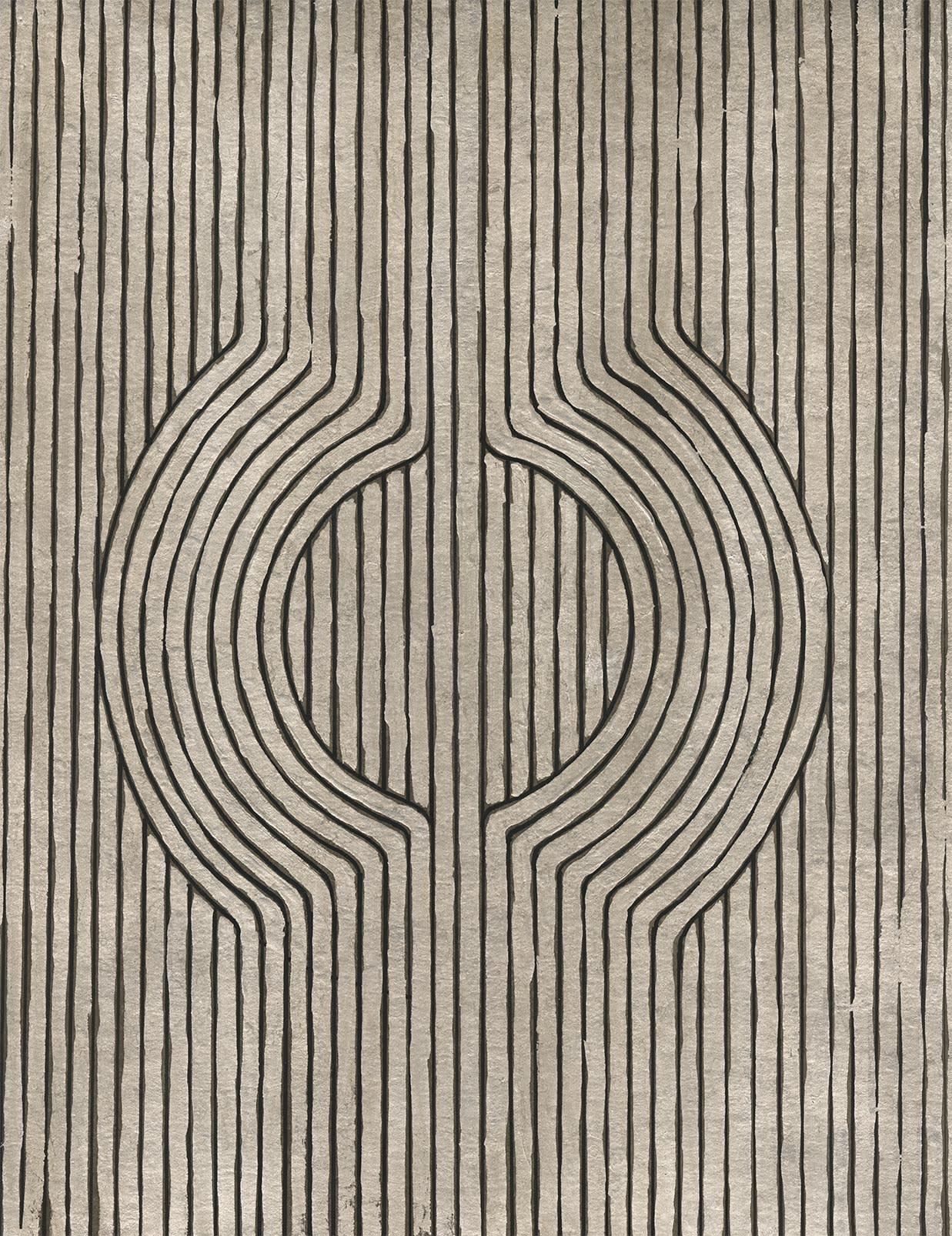 Papier Peint Japandi graphique bois de cèdre 208x270 cm