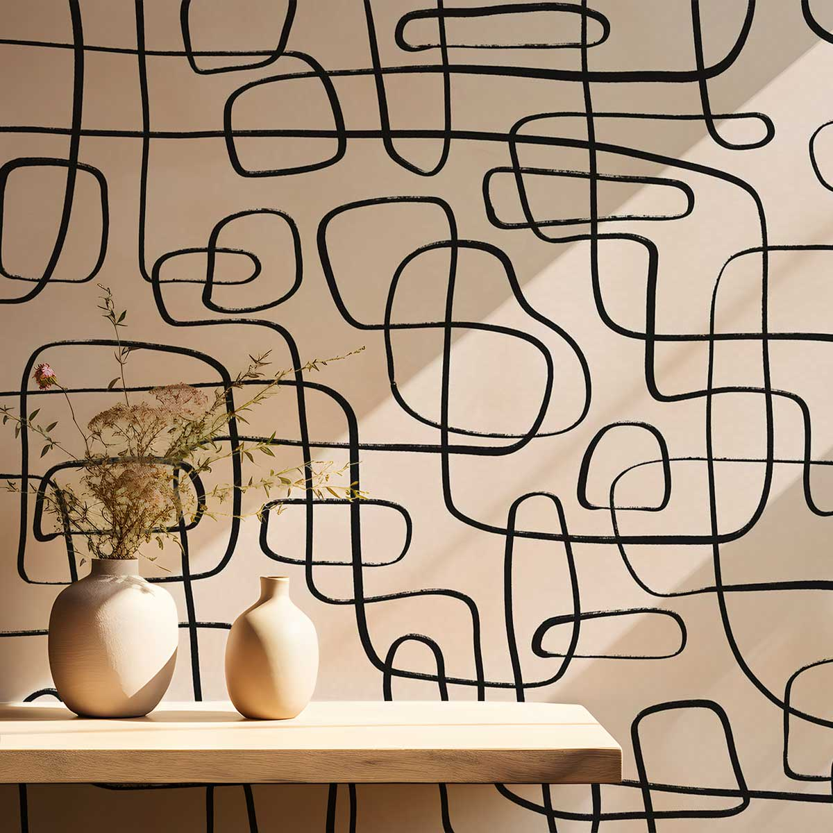 Papier Peint Japandi lignes fines 364x270 cm – Nom du Produit