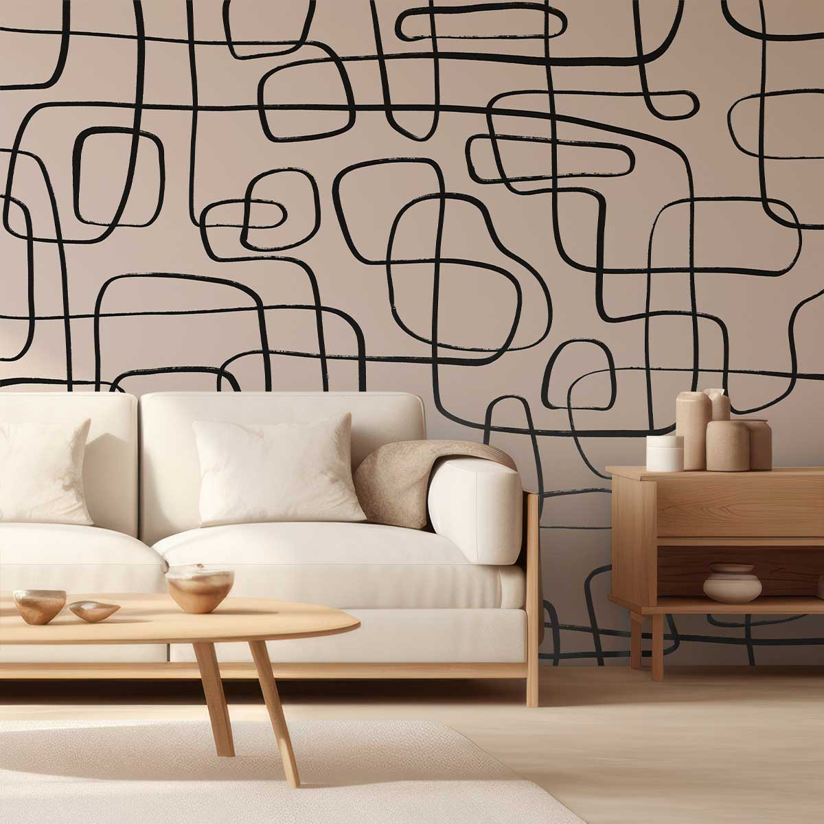 Papier Peint Japandi lignes fines 364x270 cm – Nom du Produit