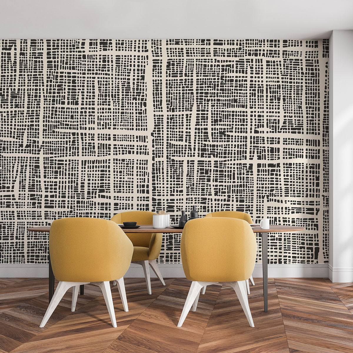 Papier Peint Japandi motif maillage et texture 364x270cm – Nom du Produit