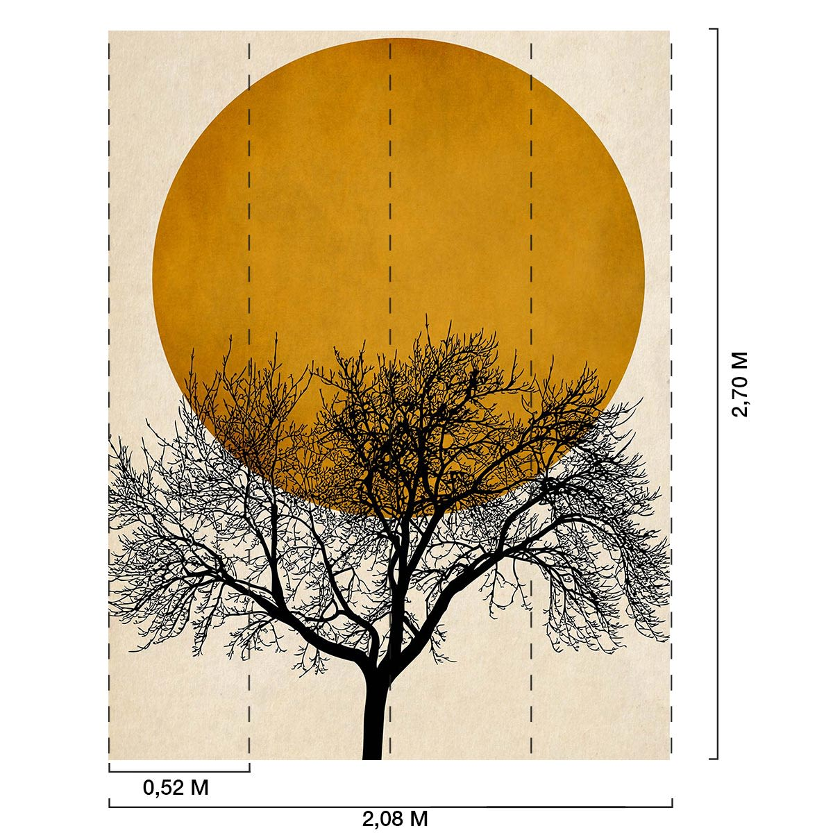 Papier Peint Japandi motif soleil d'or 208x270cm – Nom du Produit