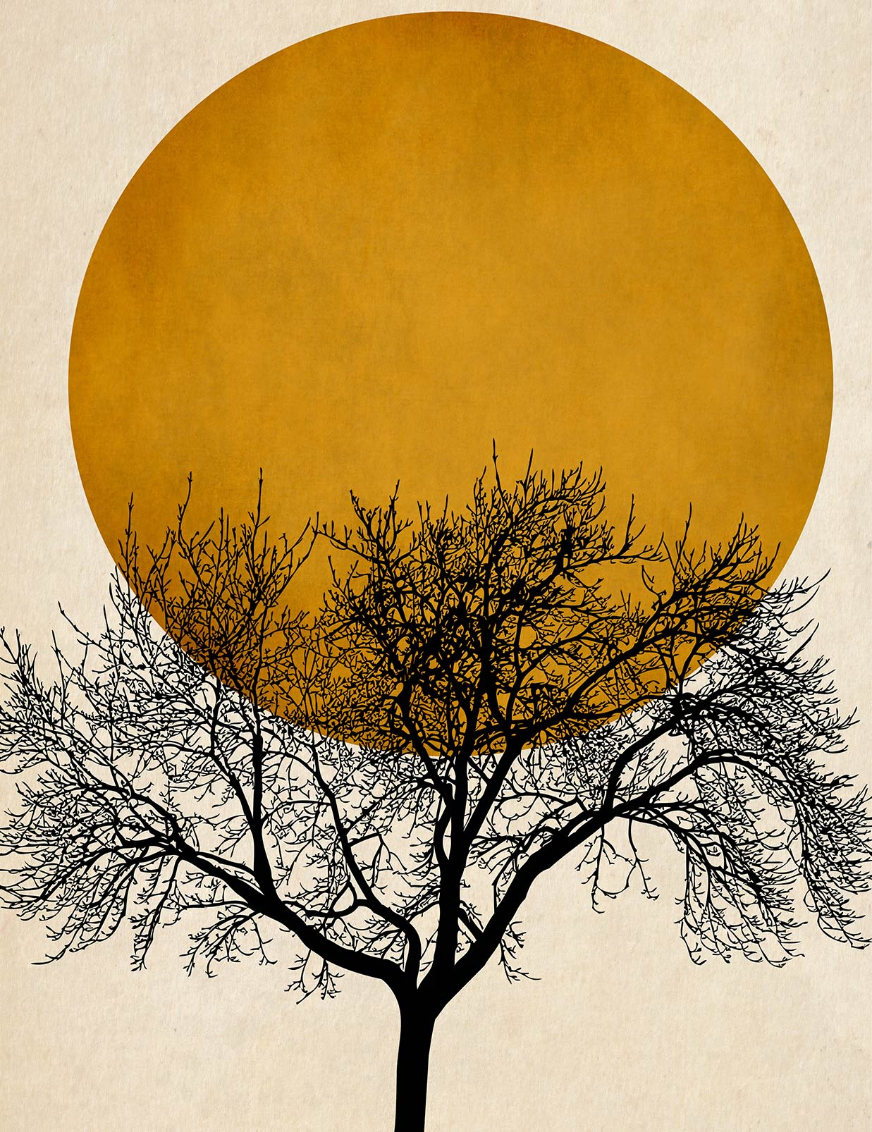 Papier Peint Japandi motif soleil d'or 208x270cm – Nom du Produit