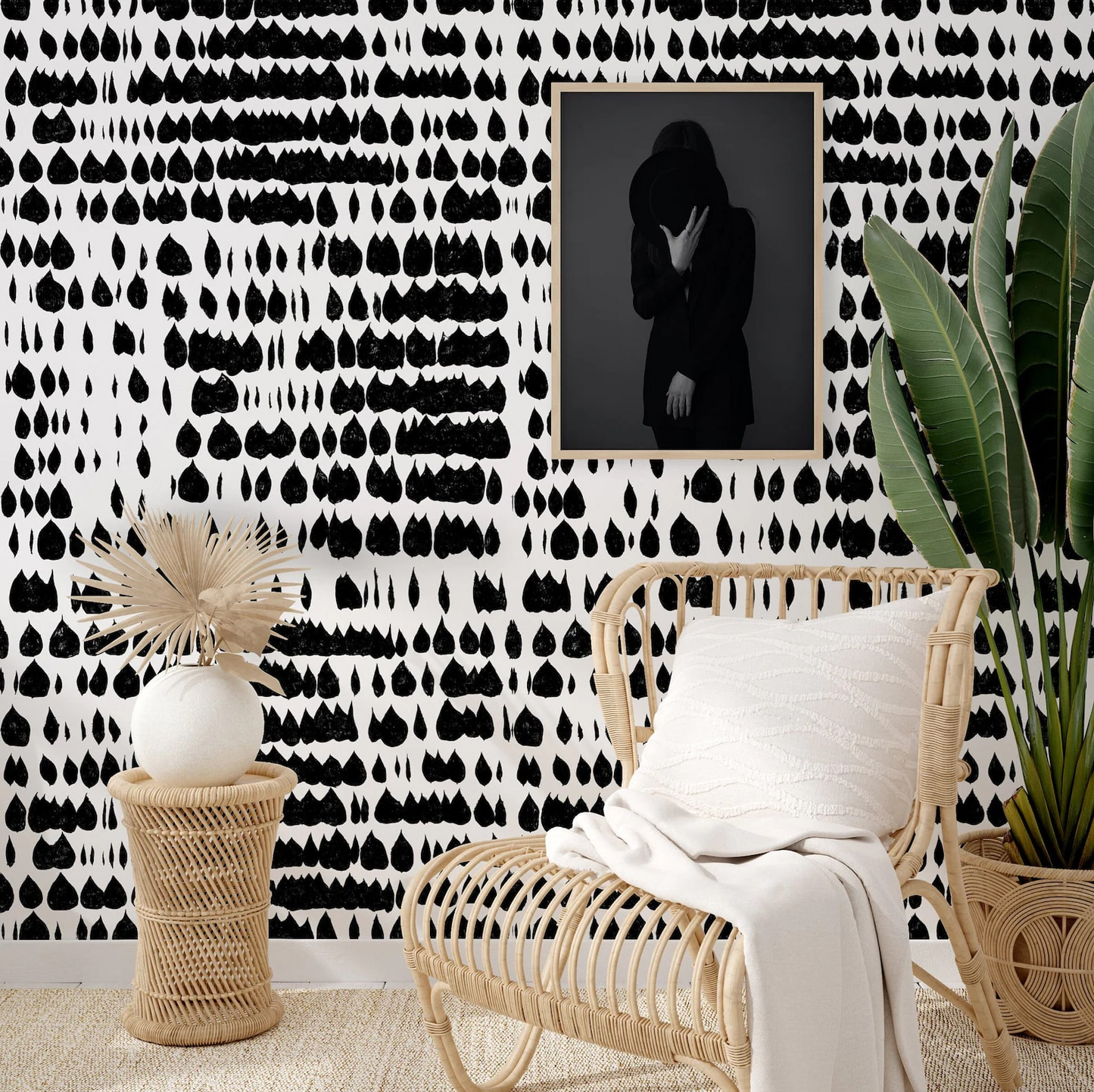 Papier Peint Blanc Gris Japandi Véritable 200x280cm – Moderne