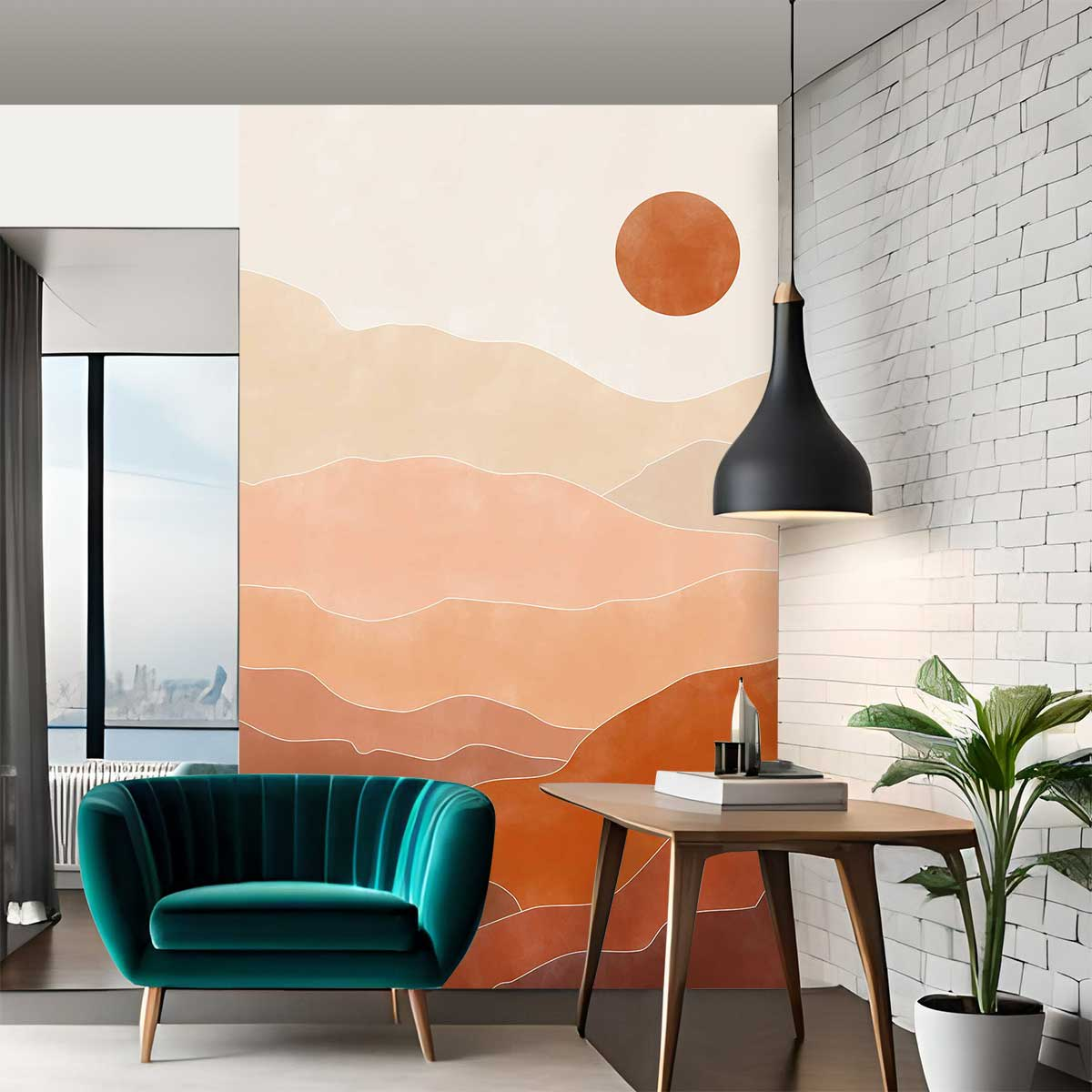 Papier Peint Japandi soleil au zenith 208x270 cm – Nom du Produit