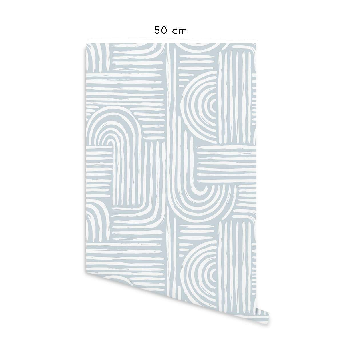 Papier Peint Vinyle Adhésif Japandi Labyrinthe Bleu 50x300 cm – Maze