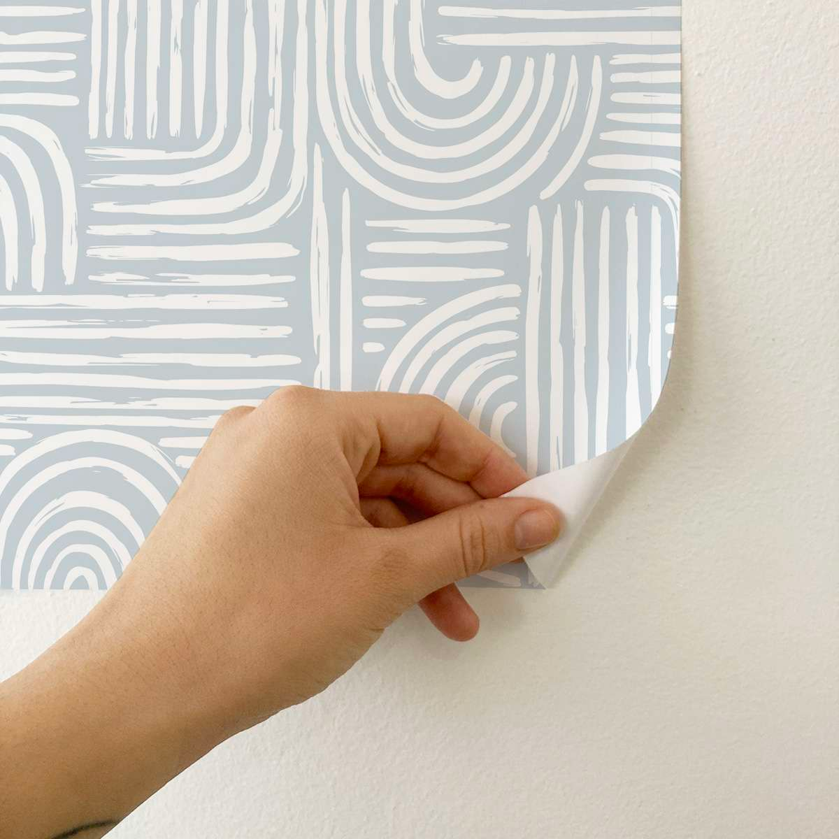 Papier Peint Vinyle Adhésif Japandi Labyrinthe Bleu 50x300 cm – Maze
