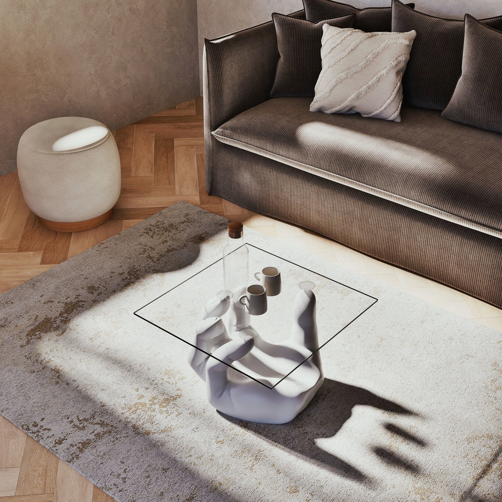 Pouf Japandi en bouclette écrue – Orlli