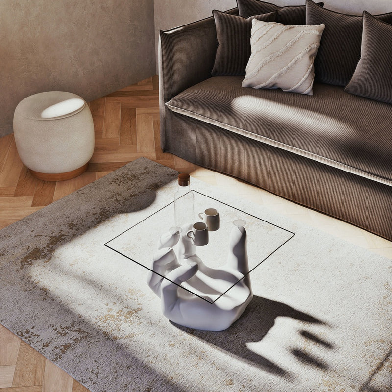 Pouf Japandi en bouclette écrue – Orlli