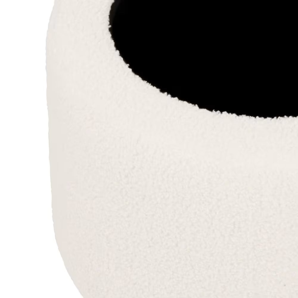 Pouf Japandi coffre en tissu effet laine bouclée écrue – Heracles