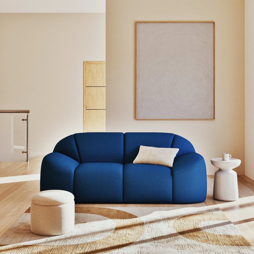 Pouf Japandi coffre en tissu effet laine bouclée écrue – Heracles