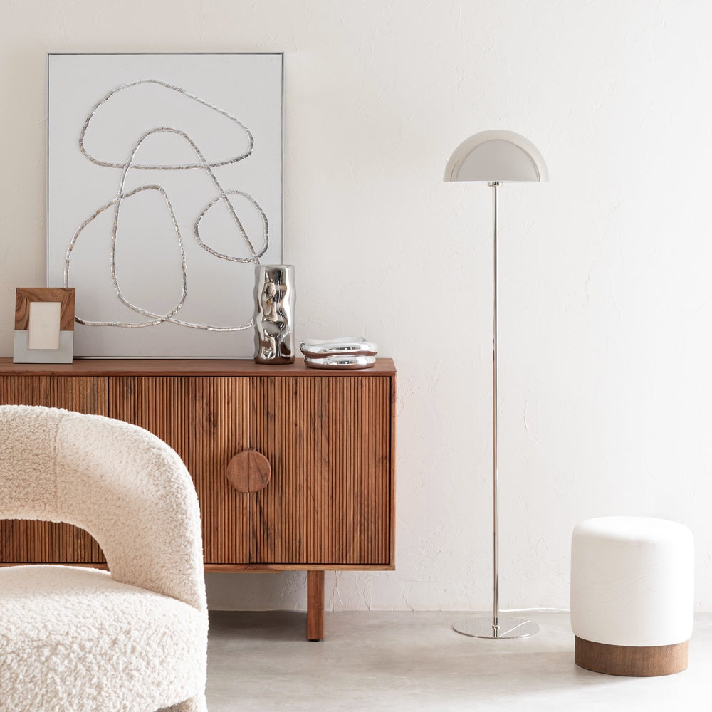 Pouf Japandi rond blanc cassé – Maryse