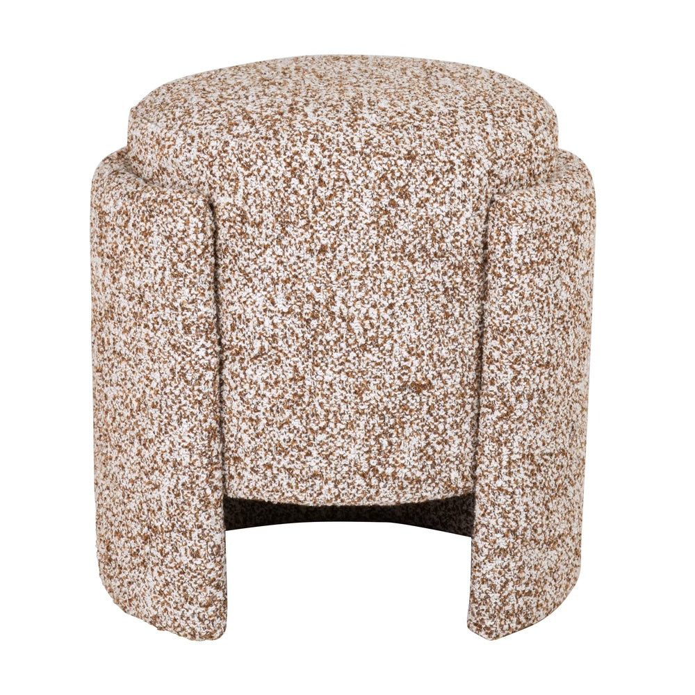Pouf Japandi rond en bouclette écrue et marron – Azir