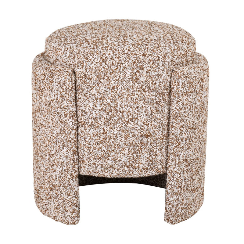 Pouf Japandi rond en bouclette écrue et marron – Azir