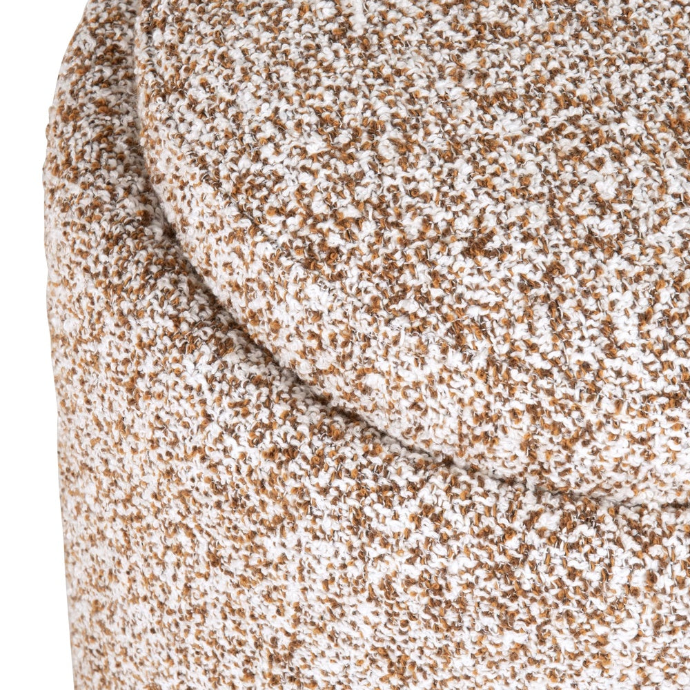 Pouf Japandi rond en bouclette écrue et marron – Azir