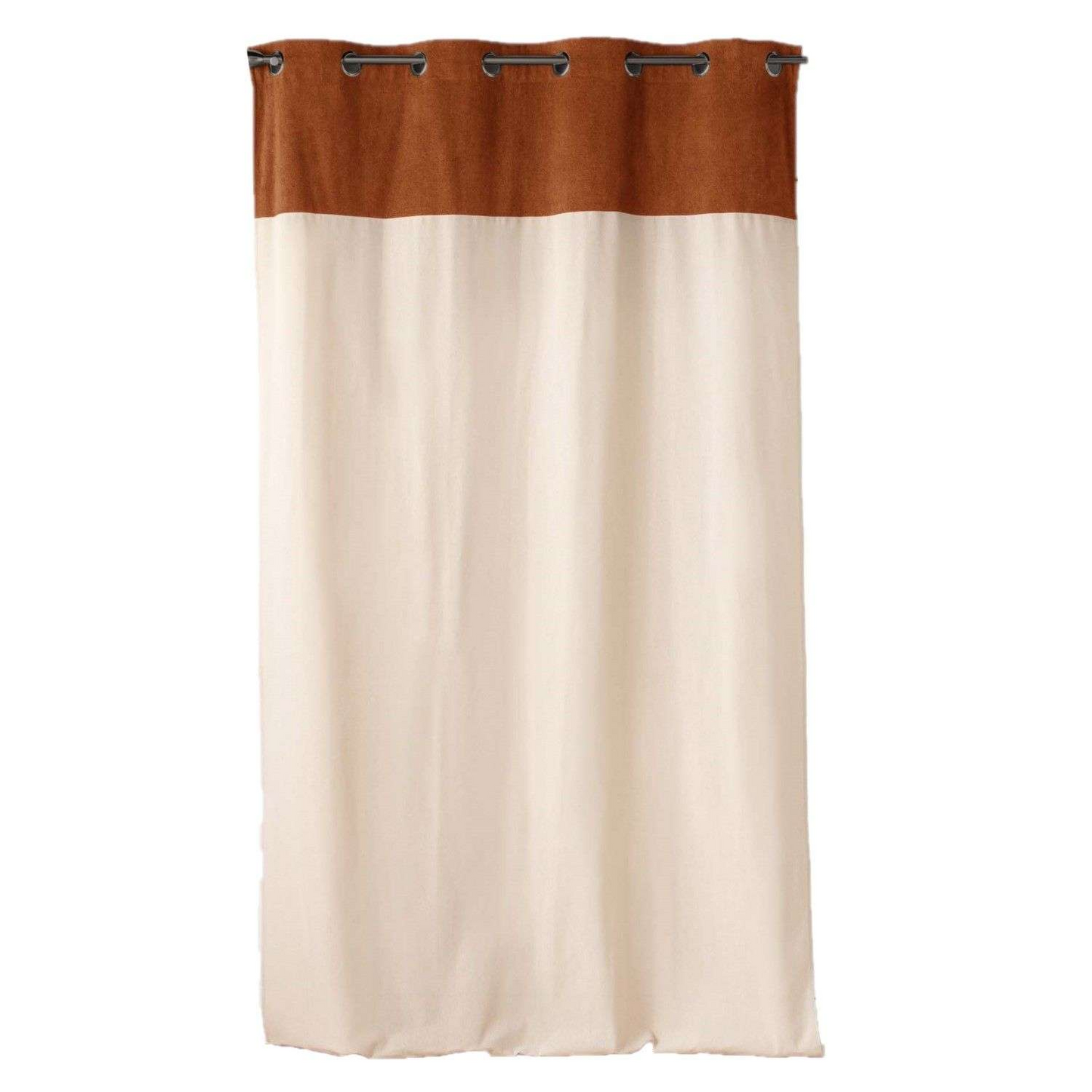 Rideau à Œillets Japandi écru et camel 140x240 cm – Douceur d'Intérieur