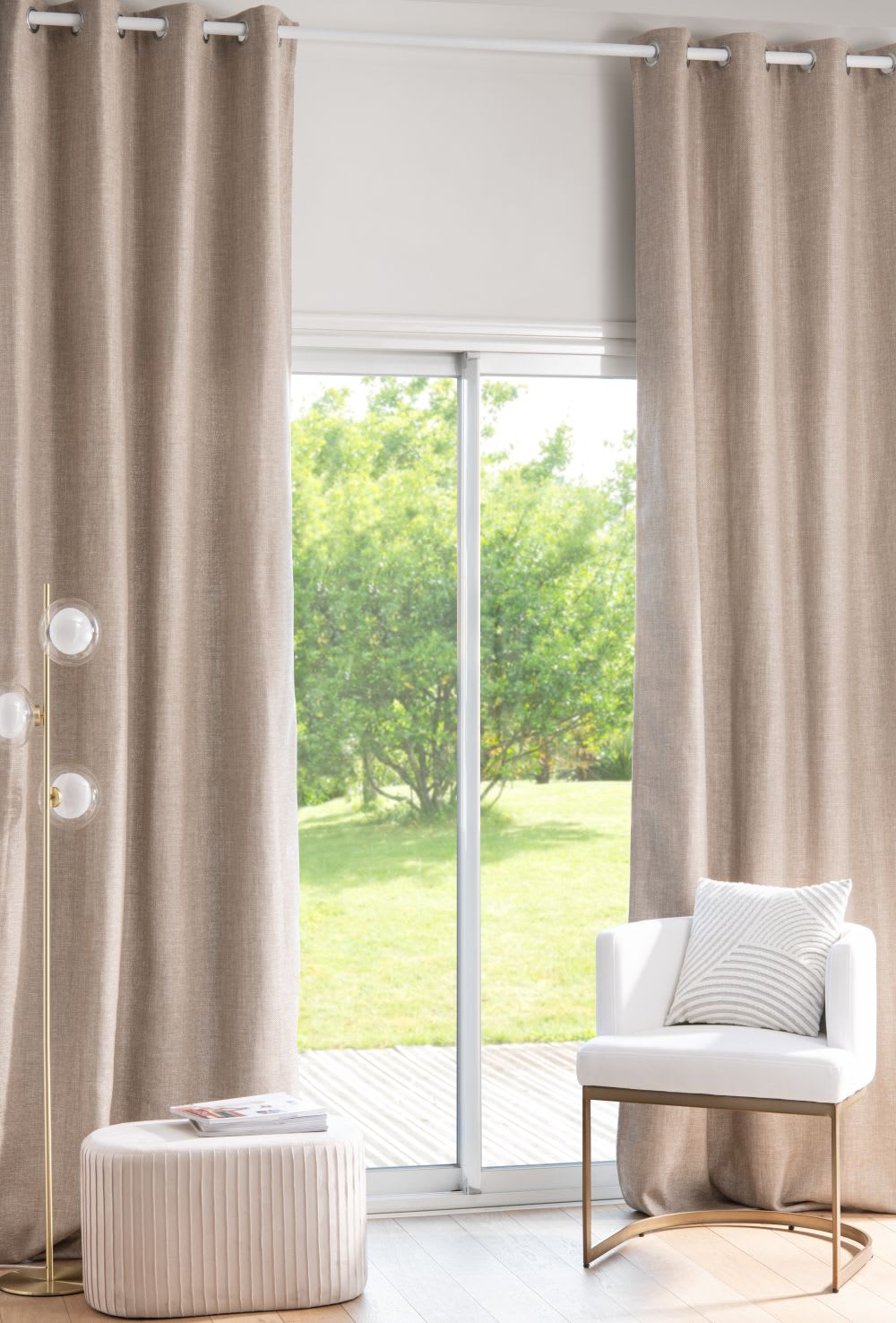 Rideau Japandi à œillets beige 130x300 – Design