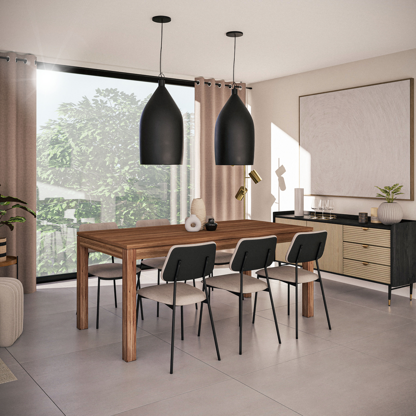 Rideau Japandi à œillets beige 130x300 – Design