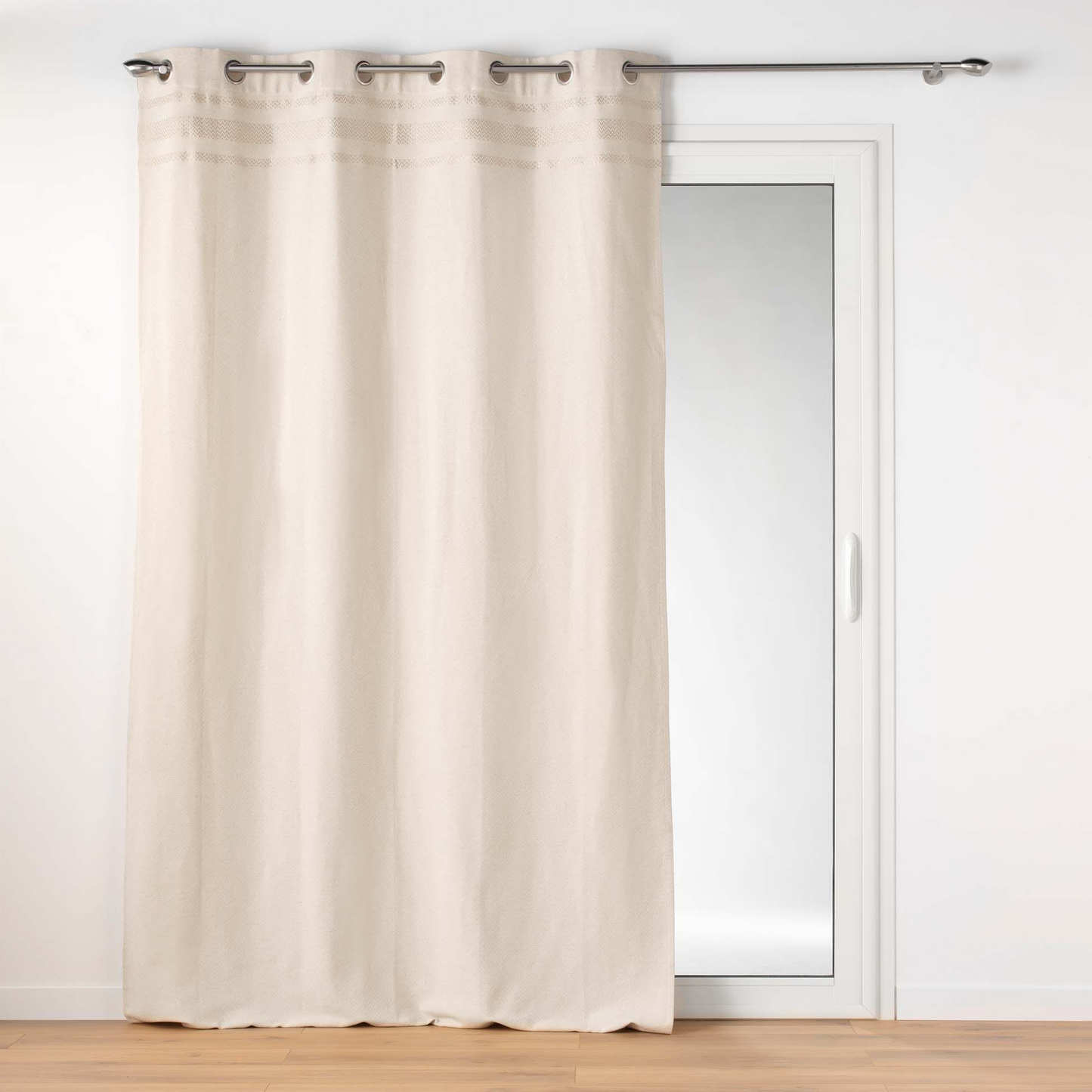 Rideau à Œillets Japandi coton jacquard fils métallisés écru 140 x 240 cm – Altha Douceur d'Intérieur
