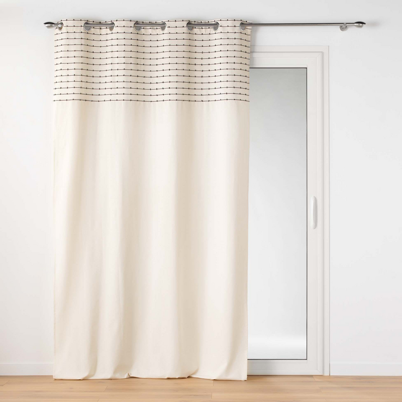 Rideau à œillets Japandi en coton recyclé écru 140 x 240 cm – Canna Douceur d'Intérieur