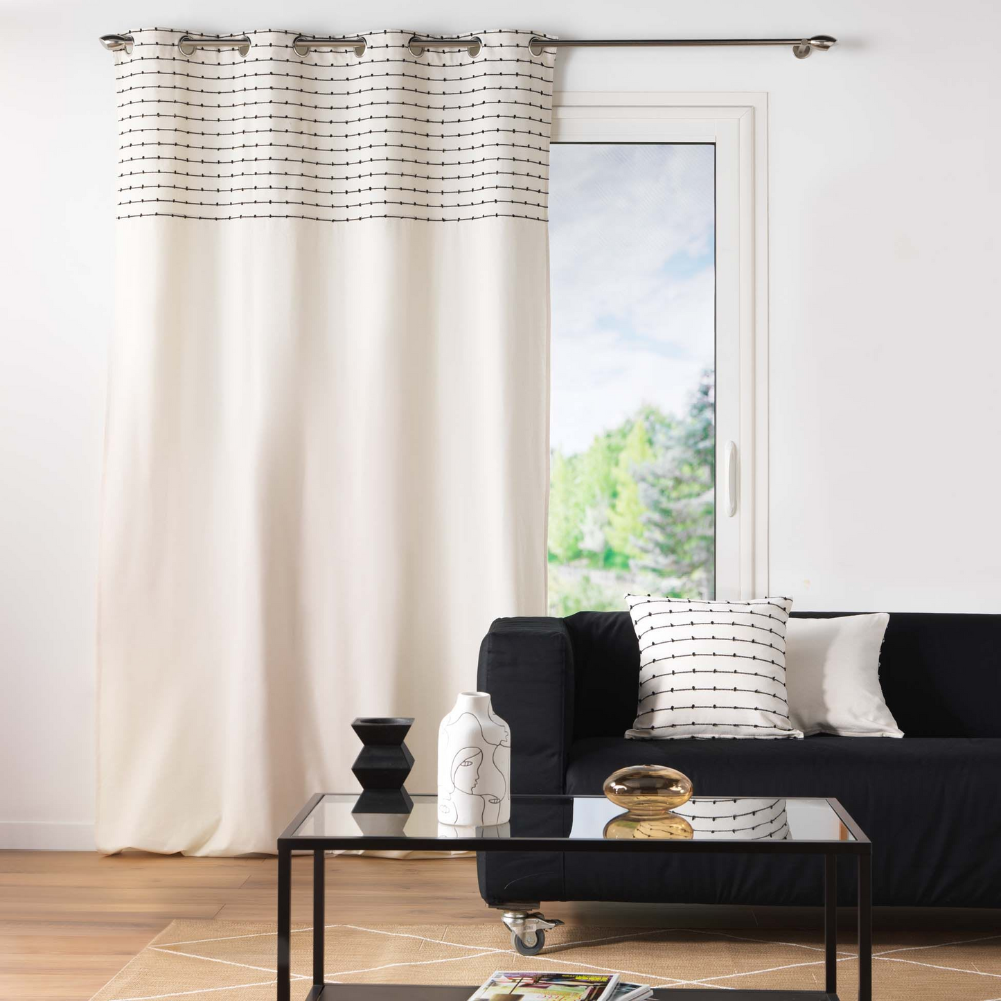 Rideau à œillets Japandi en coton recyclé écru 140 x 240 cm – Canna Douceur d'Intérieur