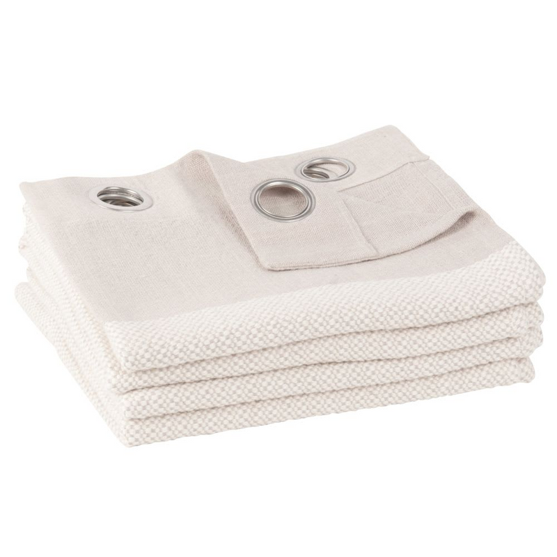 Rideau à Œillets Japandi en Coton Recyclé Jacquard Écru et Taupe 140x250 – IDEAL