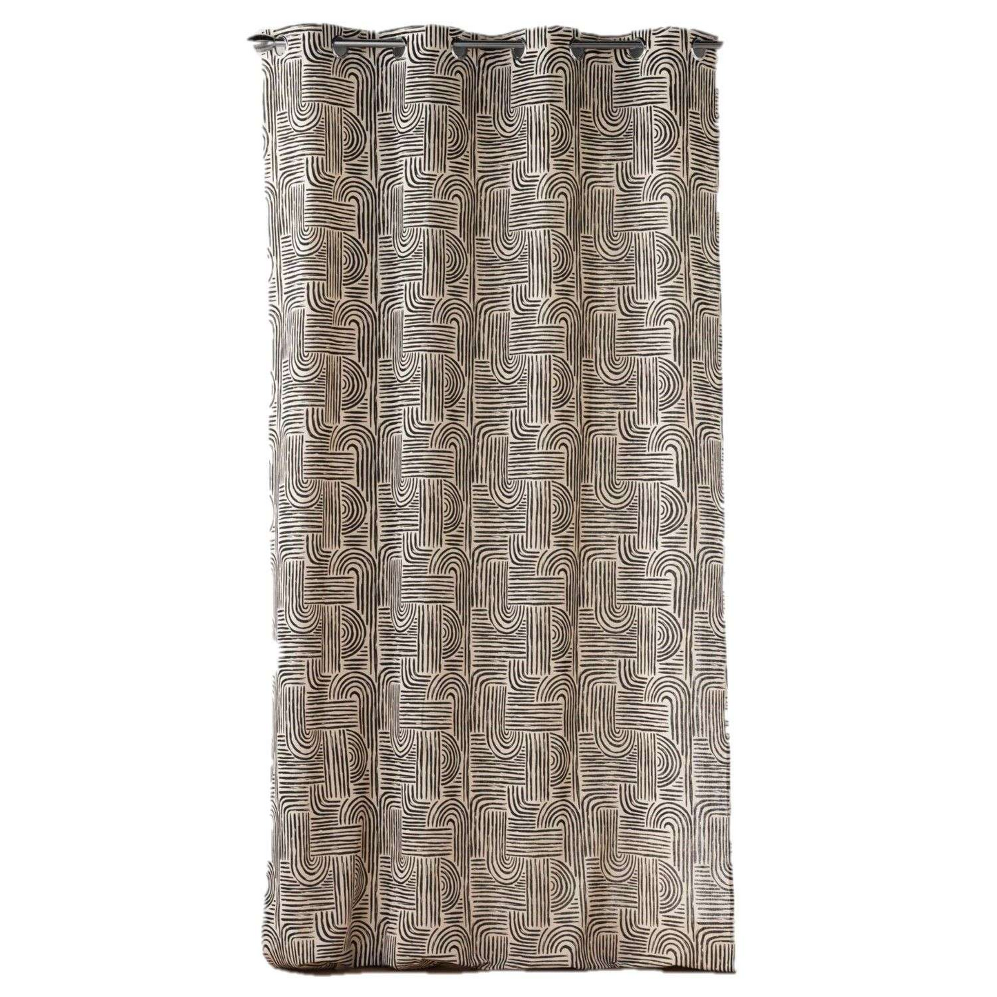 Rideau à œillets Japandi polycoton imprimé écru et noir 140 x 240 cm – Estero Douceur d'Intérieur